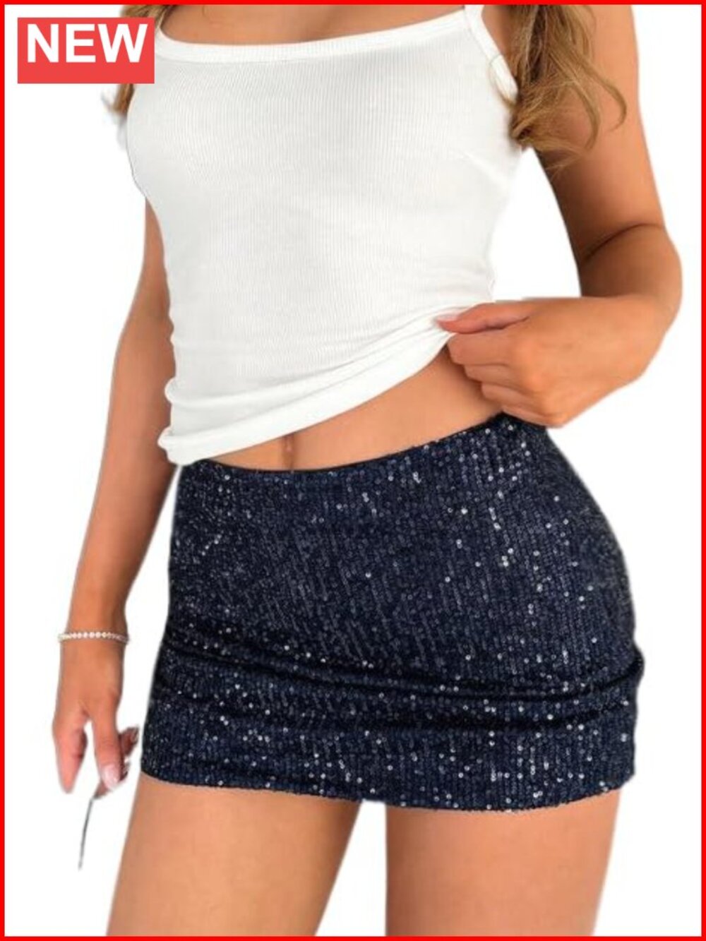 Sequin Stretch Glitter Bodycon Mini Skirt Night Out Party